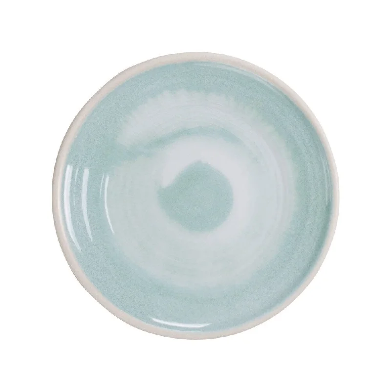 personalized bamboo dinner plates for weddings -Raku Aqua Salad Plate