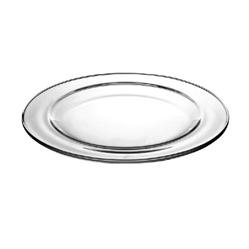 reusable porcelain bowls for family picnics -Majestic Gifts Clear Glass Plate (Pack of 6)