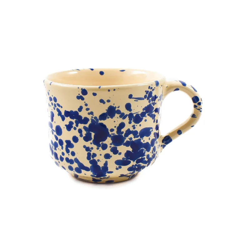 eco-friendly porcelain dinner plates for family dinners -Puglia Blue Splatter Mug