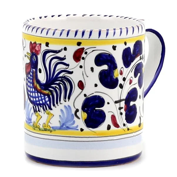 eco-friendly bamboo dinner plates for picnics -ORVIETO BLUE ROOSTER: Mug (10 Oz)