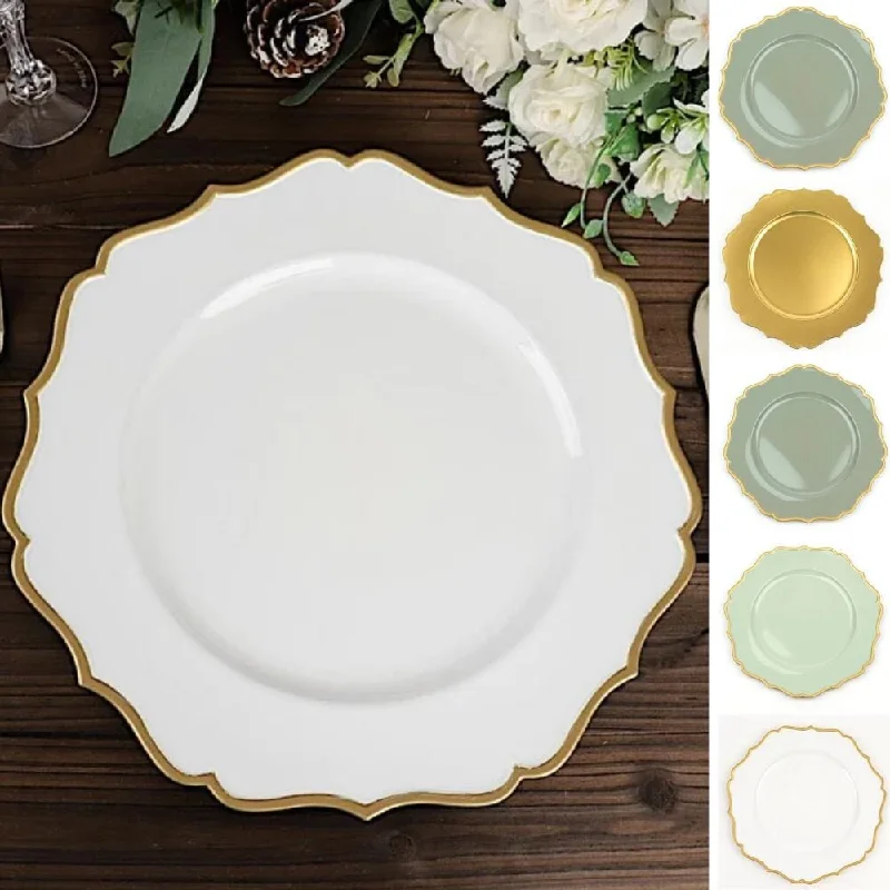 modern bamboo flatware for family gatherings -6 Metallic 13 Inch Round Acrylic Charger Plates