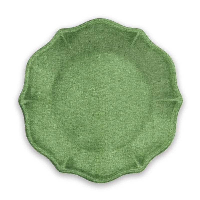 luxury porcelain bowls for serving soups -Savino Dinner Plate Amazon Green Linen Heavy Mold