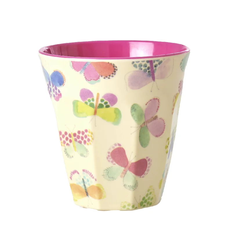 reusable thermal coffee mug -Rice DK Melamine Cup with Butterfly Print- Medium - 250 ml