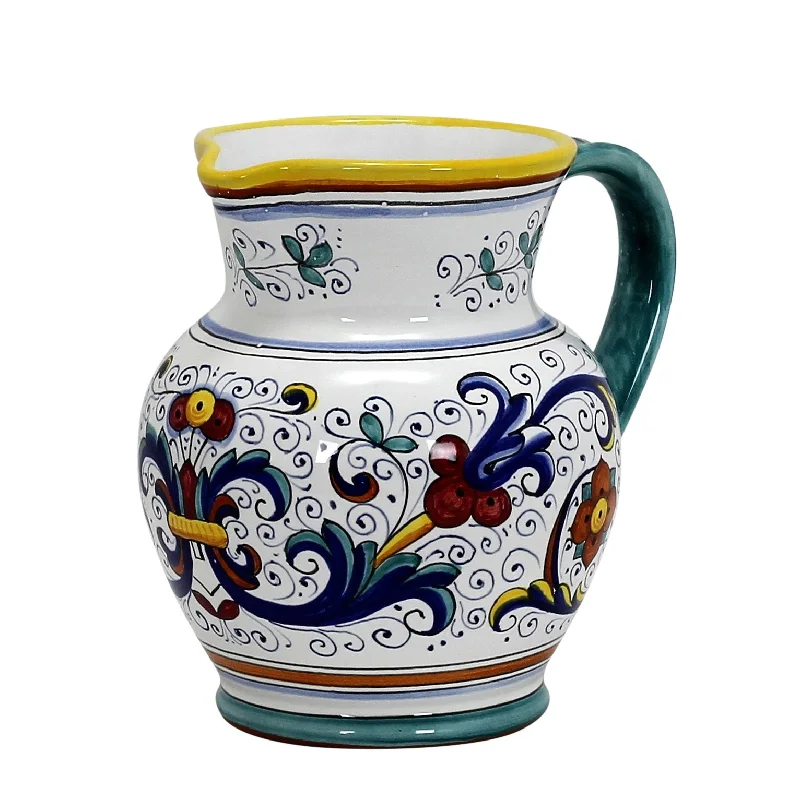 premium porcelain dinnerware for restaurants -RICCO DERUTA: Traditional Deruta Pitcher (1.25 Liters/40 Oz/5 Cups)