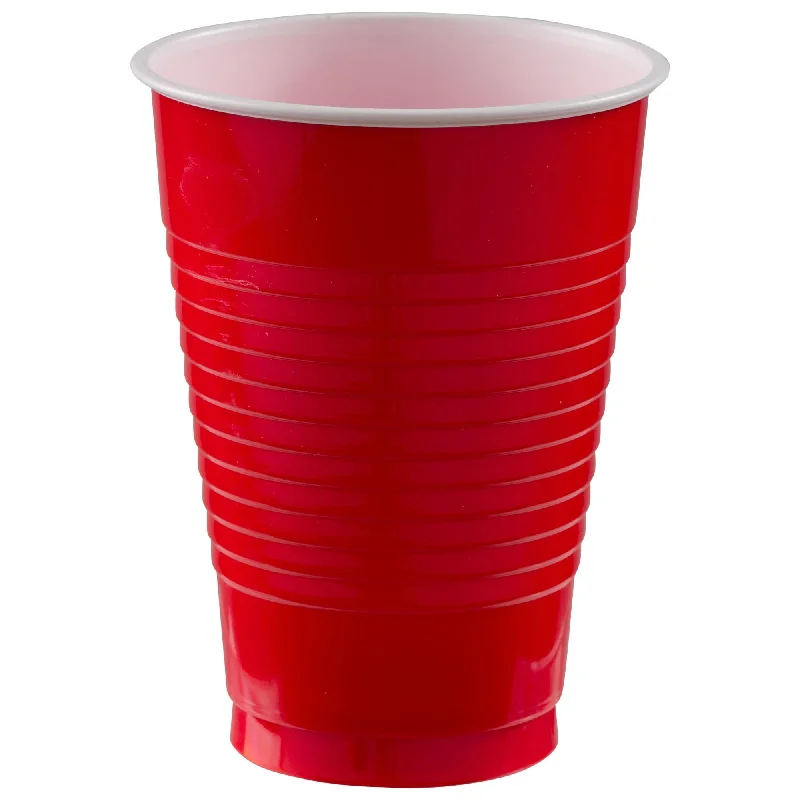 eco-friendly coffee cup -PLASTIC CUPS - APPLE RED  18 OUNCES  20 COUNT