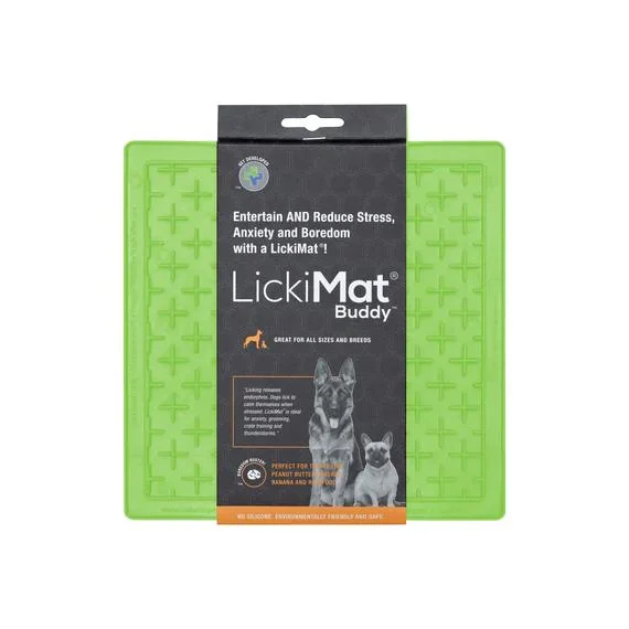 eco-friendly bamboo serving trays for outdoor events -LickiMat Buddy Slow Feeder Mat for Dogs Green