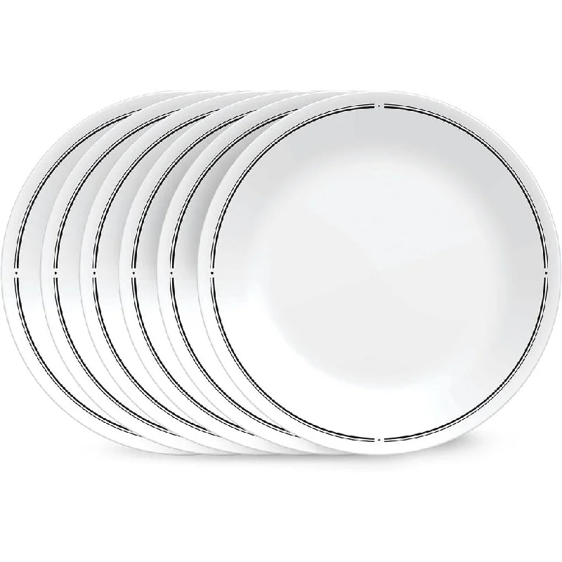 reusable bamboo bowls for formal dinners -The 6-Piece 8.5" Vitrelle Glass Lunch Plates, Lightweight, Scratch Resistant - Botanical Stripes - 8.5"L x 8.5"W x 8.5"Th