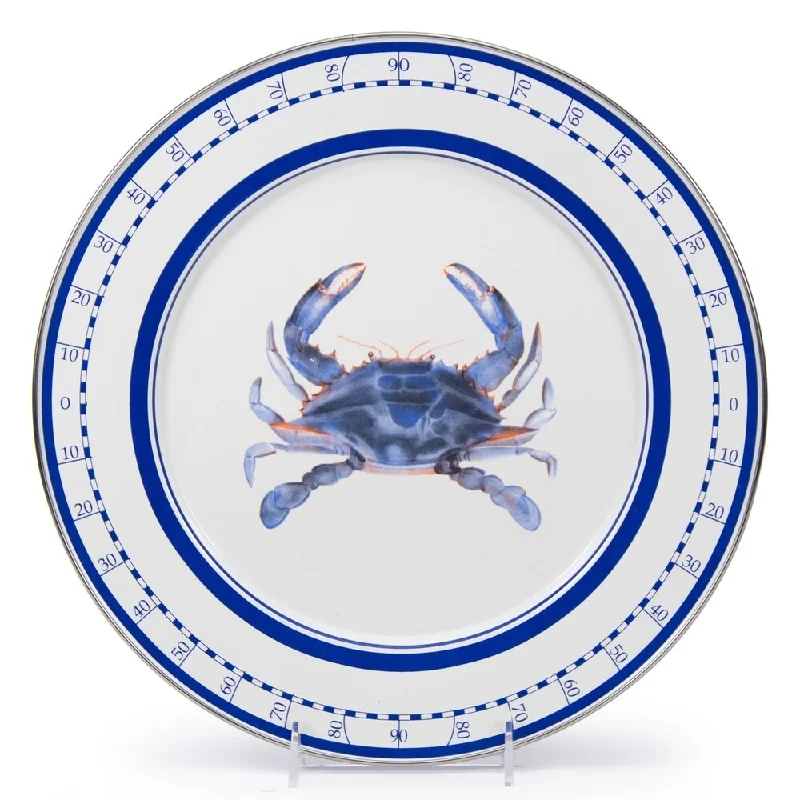 premium porcelain dinnerware for restaurants -Golden Rabbit Blue Crab Enamelware Chargers (Pack of 2)