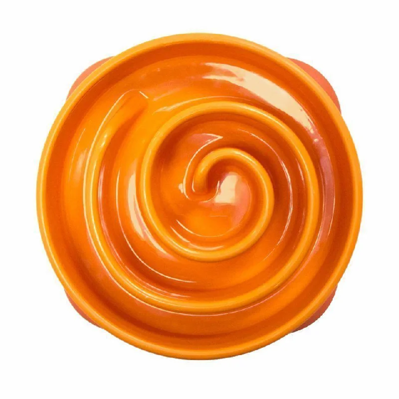 stylish bamboo plates for daily meals -Outward Hound Fun Feeder Slo-Bowl Maze Dog Bowl Mini Orange