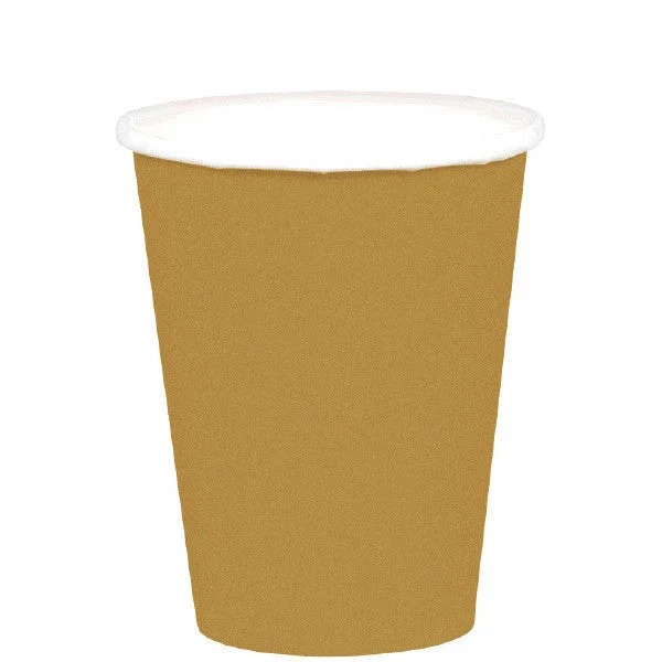 travel tea mug -HOT / COLD PAPER CUPS - GOLD   9OZ     20 COUNT