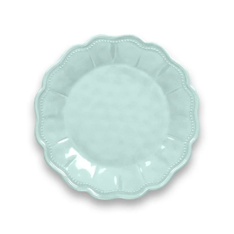 premium porcelain serving trays for fine dining -Saville Scallop Glacier Blue Salad Plate Heavy Mold