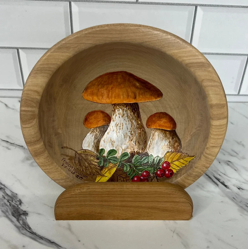 premium porcelain dinner plates for formal meals -Mushroom Art Bowl