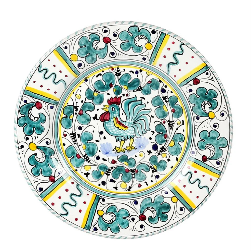 eco-friendly bamboo dinnerware for kids -ORVIETO GREEN ROOSTER: Salad Plate