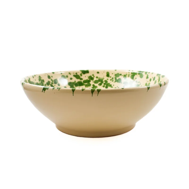 luxury bamboo cutlery for catering events -Puglia Green Splatter Large Salad Bowl, 28cm