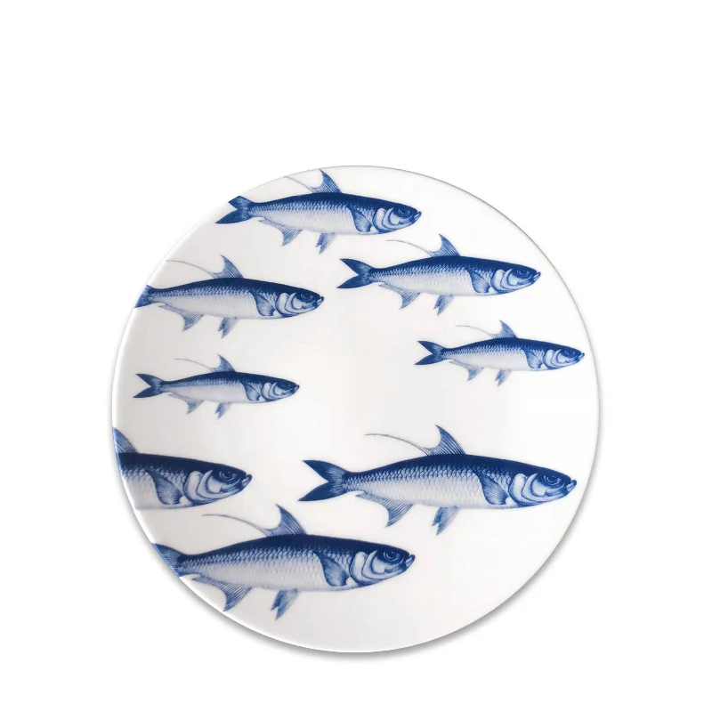 modern bamboo plates for family gatherings -School of Fish Coupe Salad Plate