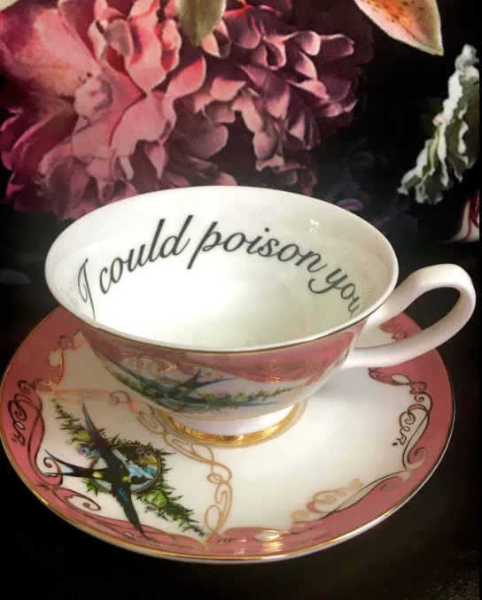 hand-crafted coffee cup -Pink Havisham Poison Insult Teacup and Saucer