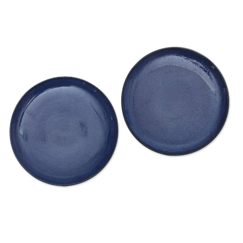 luxury porcelain dinner plates for BBQs -Novica Handmade Cobalt Cuisine Ceramic Salad Plates (Pair)