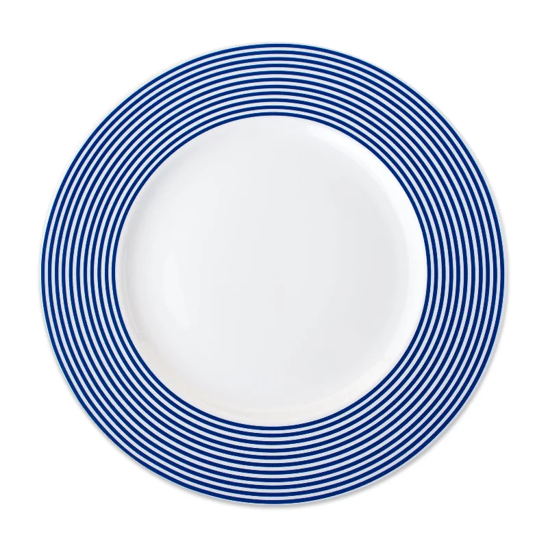 premium porcelain plates for catering services -Newport Stripe Rimmed Dinner Plate