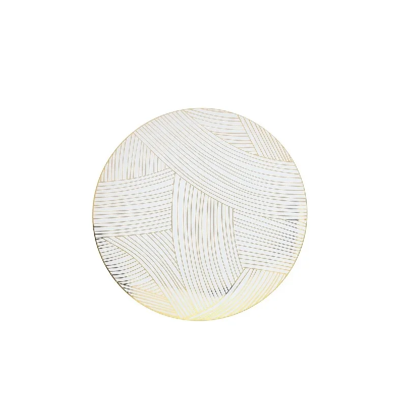 high-quality bamboo plates for large gatherings -10 Pcs Round 7 Inch White Gold-Stroked Disposable Plastic Plates