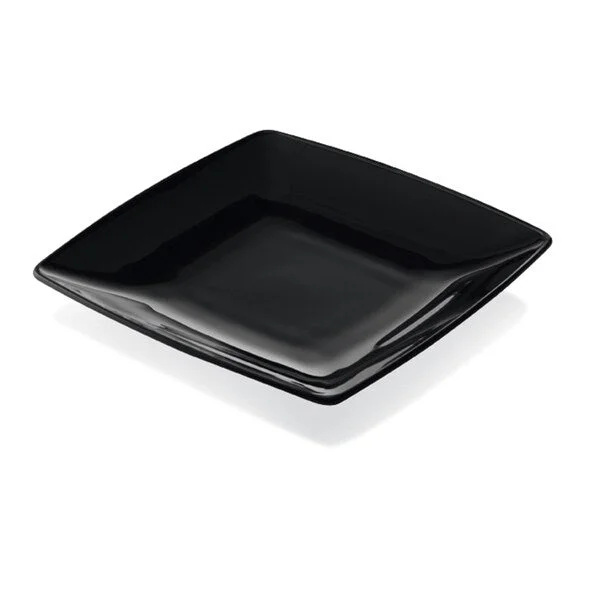 high-end porcelain serving bowls for family meals -Majestic Gifts Quality Black Glass 6-inch x 6-inch Plates