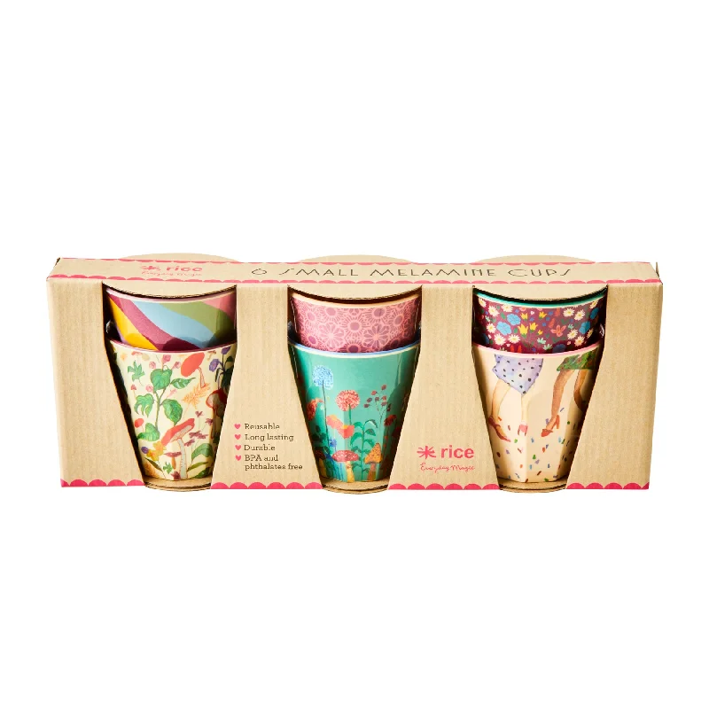 handmade coffee mug -Rice DK Melamine Cups with Assorted Dance Out Prints - Small - 6 pcs - Giftbox Purple