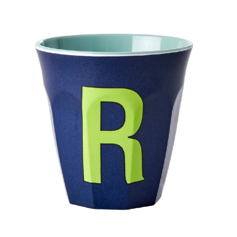 silicone coffee mug -Rice DK Melamine Cup with The Letter R - Dark Blue - Two Tone - Medium