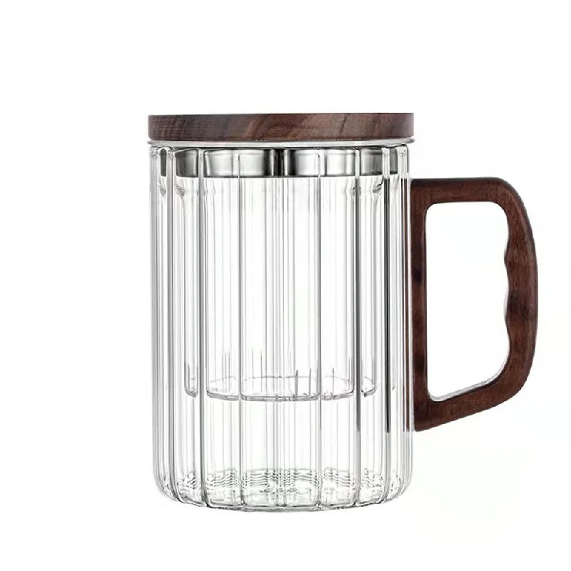 creative mug for gifts -Stripes Glass Tea Cup With Infuser