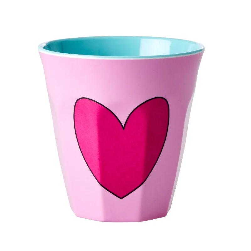 minimalist tea mug -Rice DK Melamine Cup with Heart - Pink - Medium