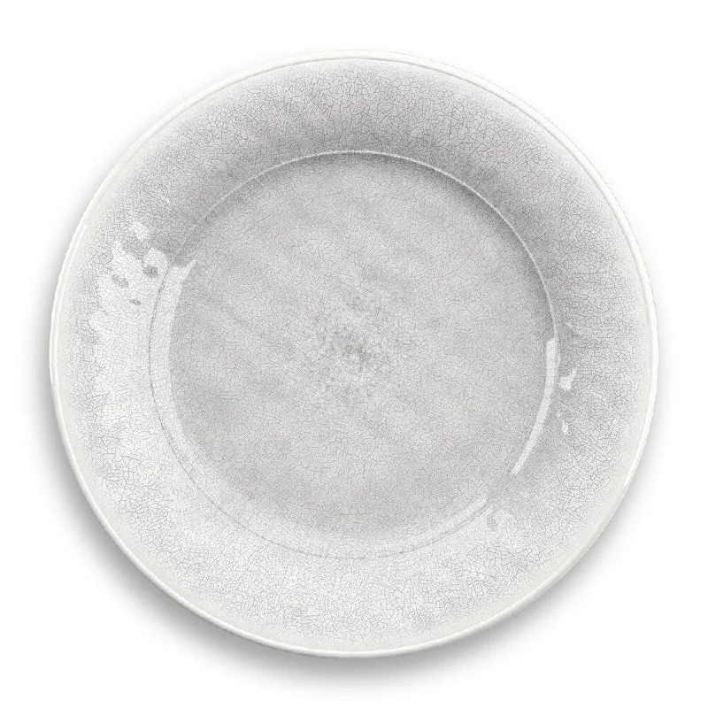 luxury porcelain dinnerware for casual dining -Potters Reactive Glaze Dinner Plate White Heavy Mold