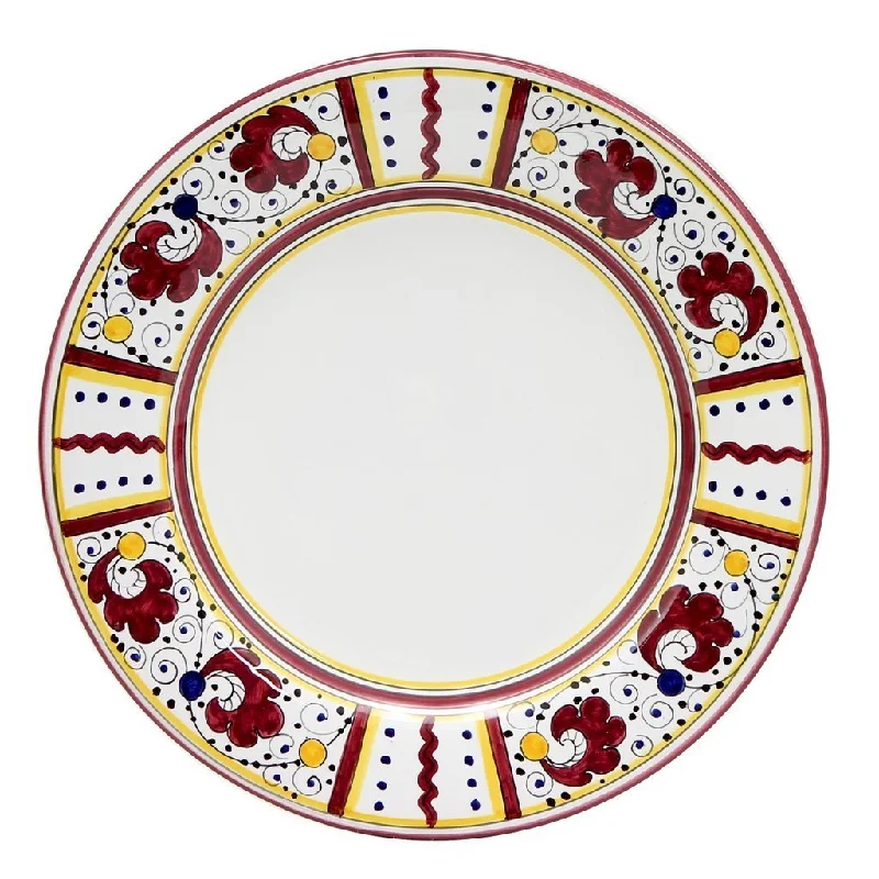 reusable bamboo bowls for catering events -ORVIETO RED ROOSTER: Dinner Plate (White Center)