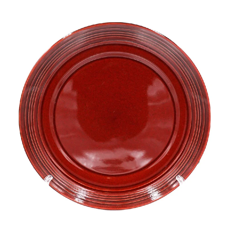 stylish porcelain serving plates for family gatherings -4 Piece 10.5" Gold Glazed Round Red Dinner Plate