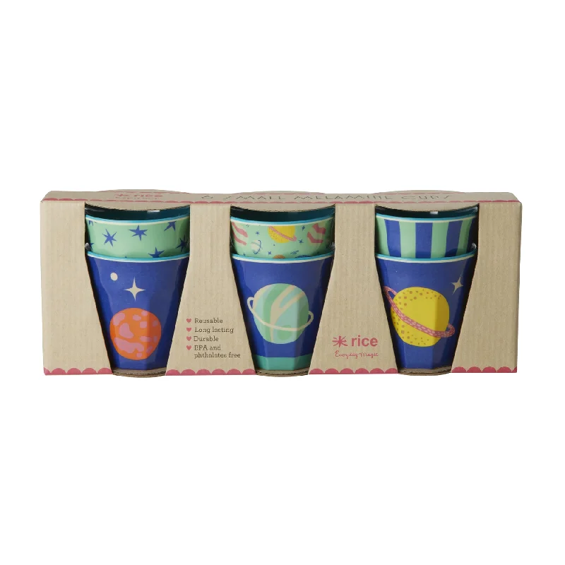 coffee cup with unique handle -Rice DK Melamine Cups with Galaxy Prints - Small - 6 Pack - 160 ml