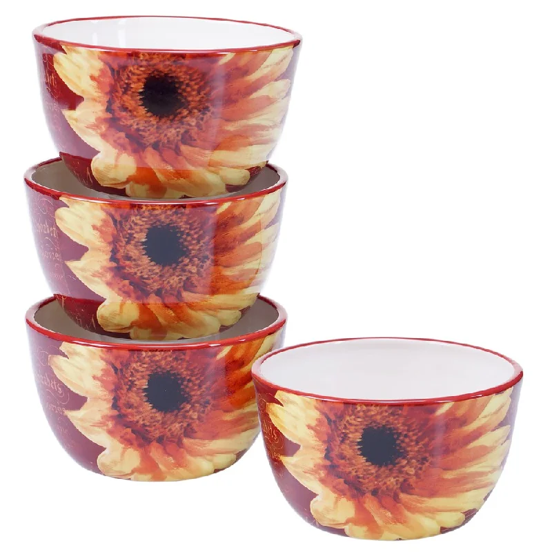 modern bamboo dinnerware for outdoor events -Certified International Paris Sunflower Ice Cream Bowls (Set of 4)