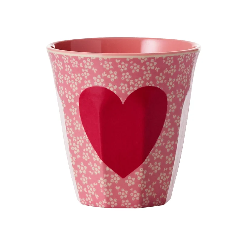 bamboo coffee cup -Rice DK Melamine Cup with Heart Print - Two Tone - Medium