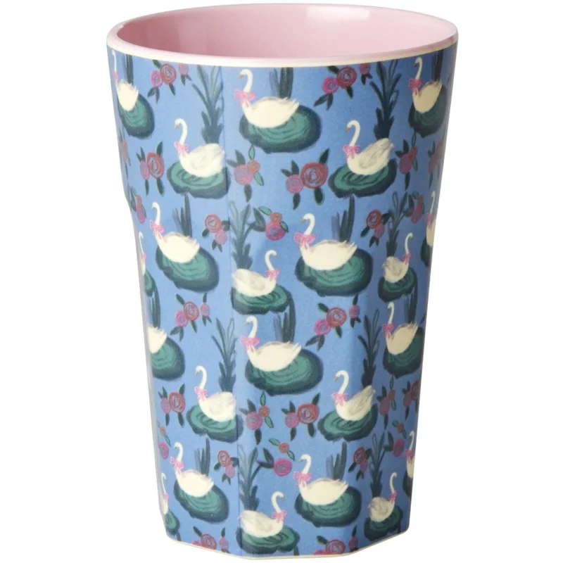 unique ceramic coffee mug for gift -Rice DK Melamine Cup with Swan Lake Print - Tall - 400 ml