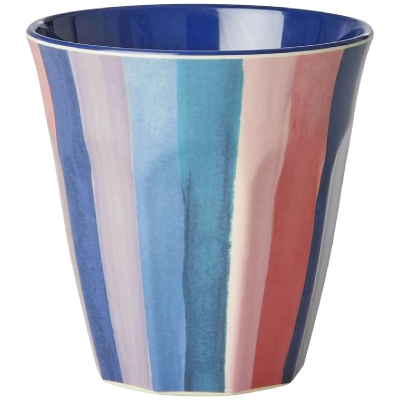 best travel coffee mug for work -Rice DK Melamine Cup with N.Y. Stripes Print - Medium - 250 ml