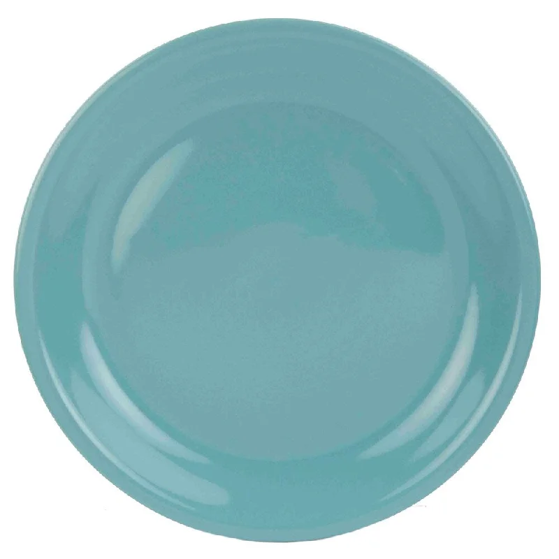 high-quality bamboo serving bowls for picnics -Home Basics Turquoise Ceramic Dinner Plate