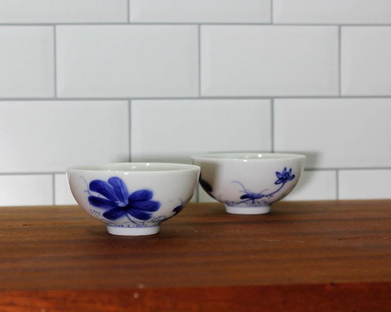 high-quality coffee mug for tea -Blue Flower Cups, Set of Two (2 oz)