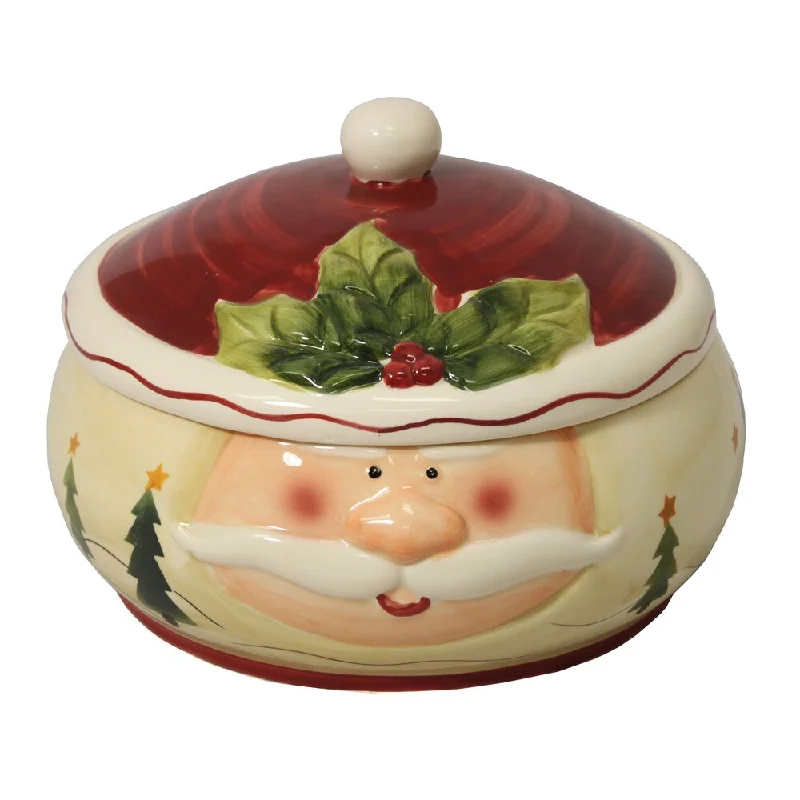 eco-friendly bamboo bowls for catering services -Santa Claus Hand-painted Large Soup Bowl