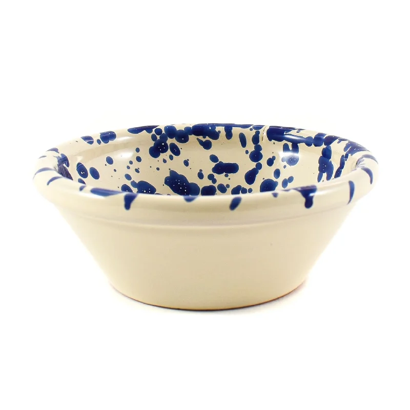 modern porcelain bowls for serving salads -Puglia Blue Splatter Bowl, 12cm