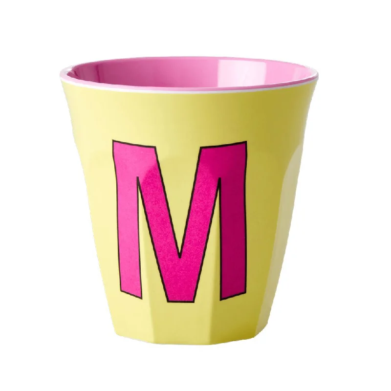 heat-resistant tea cup -Rice DK Melamine Cup with The Letter M - Yellow - Two Tone - Medium