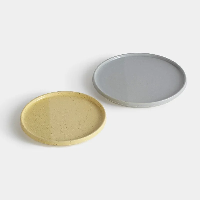 reusable bamboo plates for catering events -Sediment Plates Grey/Yellow