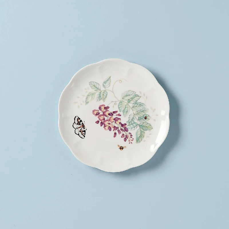 eco-friendly porcelain dinner plates for family dinners -Butterfly Meadow Blue Butterfly Accent Plate