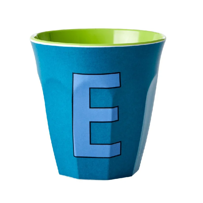 premium tea cup -Rice DK Melamine Cup with The Letter E - Emerald Green - Two Tone - Medium