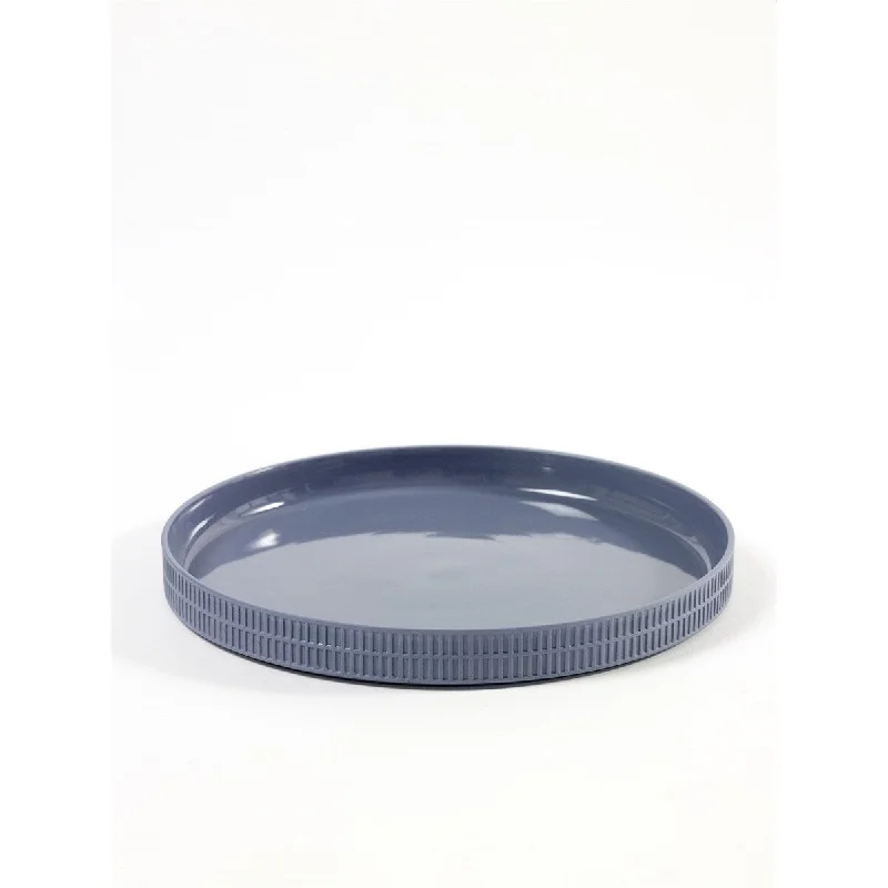 eco-friendly bamboo bowls for outdoor picnics -Plate Large D24.5 H2.4 Blue Sigillata Signature.- A