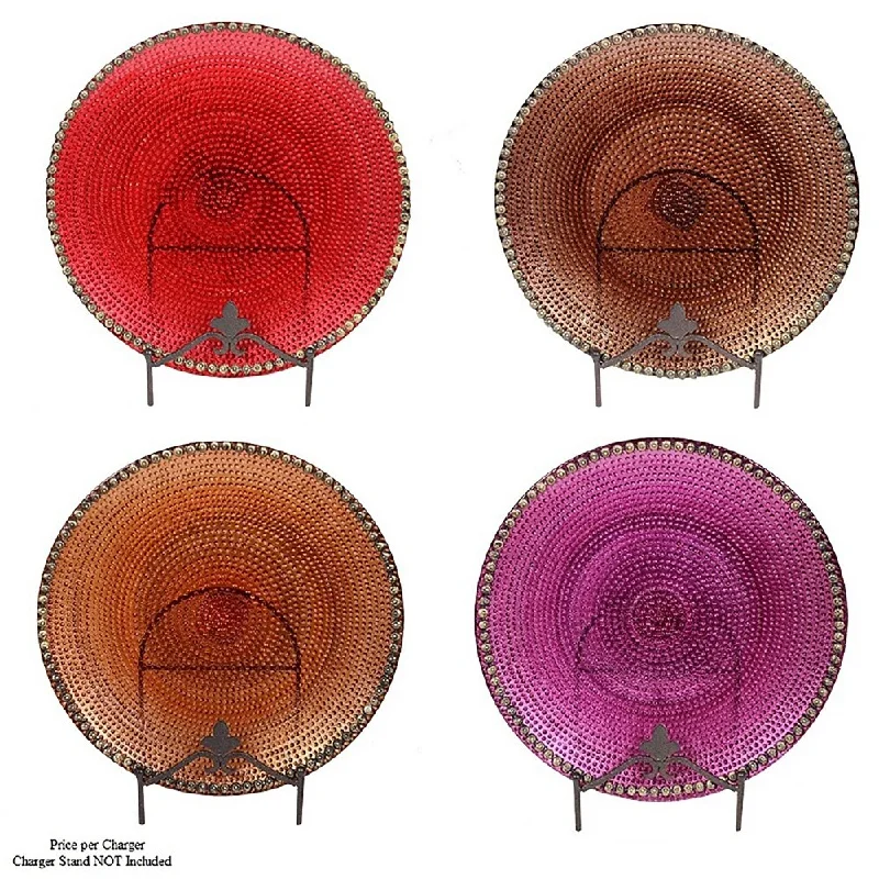 high-end bamboo serving platters for holiday meals -Essential Decor & Beyond 4pc. 15" Round Glass Plate EN40808 - 15 x 15