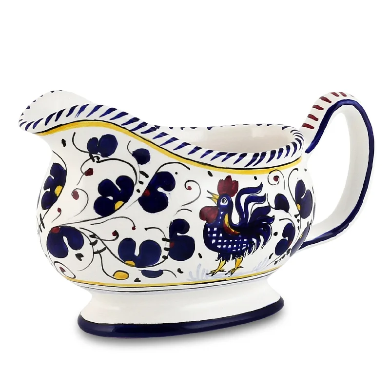 premium bamboo dinner plates for formal occasions -ORVIETO BLUE ROOSTER: Gravy Sauce boat