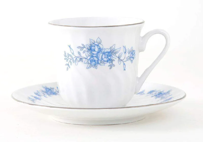 best coffee mug for morning -Royal Rose Set of 6 Bulk Discount Porcelain Teacups and Saucers include 6 Tea Cups and 6 Saucers