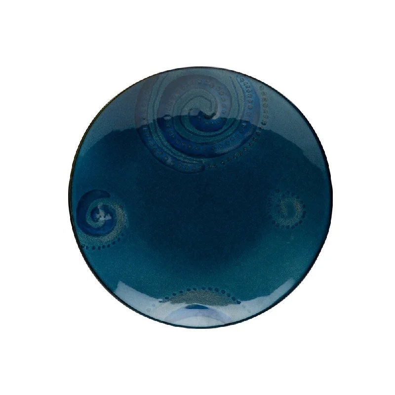 premium porcelain serving bowls for BBQs -Red Vanilla Reactive Blue Service Plate