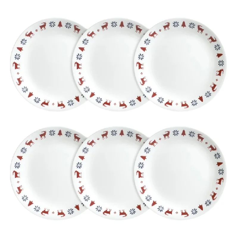 luxury bamboo serving plates for family gatherings -Corelle Livingware Crystal Frost Plates (Set of 6)